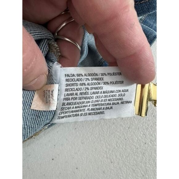 "WILD FABLE" Blue Jean Skort SZ 12 Pleated Side Zipper Preppy Grunge School Girl - Picture 8 of 8